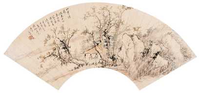 金心兰 1902年作 山亭话旧 扇面